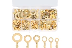 FINDIR 150 Stück Ringkabelschuh Set Ringaugen Messing Crimpkabelverbinder Kabelschuh Kabelstecker Flachstecker Ring Terminals Steckverbinder Sortiment M10 M8 M6 M5 M4 M3 für Auto Motorrad KFZ