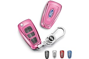 RYE Car Key Protective Cover for Ford,TPU Car Key Case with Fob, fit to Ford Fiesta/Focus/Mondeo.etc- Pink