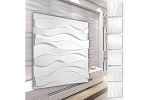 HEXIM Pannelli murali in PVC 3D - rivestimento murale bianco con effetto 3D - motivi a onde (5QM economy size HD124 50x50cm) idee di gioco soggiorno adesivo