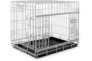 Lords & Labradors Metal Dog Crate With Sliding Door | In Silver (XL) | Sliding Door Dog Crate | Sliding Double Door Crate For Pets | Metal Pet Crate | Dog Crate For Extra Large Sized Pets | Heavy Duty