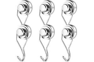 Neosmuk Obrotowe haki huśtawkowe, 150 kg obrotowy obrotowy hak o dużej wytrzymałości 6,5 cala długi hak idealny na rejs, ręcznik, grill, lodówkę, do powieszenia wewnątrz (srebrzysta biel, opakowanie 6)