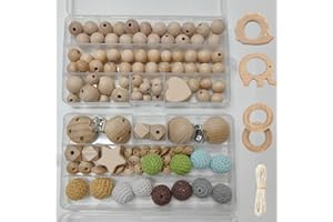 ARTLATU 108 Stk Makramee Holzperlen Set,85stk Holzperlen,12 stk 20mm Häkeln Holzperlen, 3 stk Holzringe Holzkreise zum Basteln,4stk holzclip,20m Bastelseilen, für DIY Handwerk Makramee