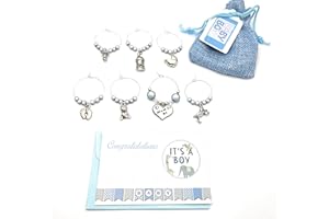 Libby's Market Place It's a Boy Baby Shower Glass Charms with Blue Gift Bag