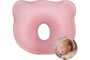 HOOWUDY Babykissen Baby Kopfkissen,Neugeborene Memory Foam Reisekissen Kinderwagen, Autositz Geschenk Protecto für Kinder Bett Schlafen Kinderwagen Autositz Geschenk (Rosa)