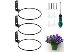 efuturetime 3 x Blumentopf Wandhalterung 12,5 cm Schwarz, Blumentopfhalter Wand Pflanztöpfe, Balkon Pflanzen Halterung Metall mit Schraben