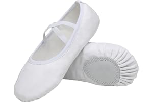 ACFODA Zapatillas de Ballet Zapatos de Danza Canvas para Niña y Mujer Calzado de Danza Suela Partida de Cuero Tallas 22-44