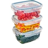 Snips SnipsLock Rectangular Meal Prep Boxes for Food Storage 1.20 L Set of 3 4 Safety Locks Food Storage Containers 18.4 x 13.8 x 12 cm Made in Italy