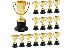 16 stycken minipokaler för barn: Högkvalitativa troféer, lätta plast-trofékoppar minipokal, kalkon barnfödelsedag, små pokale