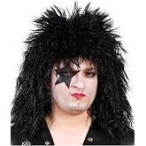FIESTAS GUIRCA | Black Rocker Wig (One Size) - Costume Accessory for Rock Themed Parties and Celebrations - Ideal for Adult M