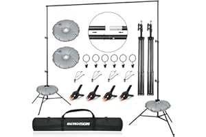 BENOISON Backdrop Stand Kit - 2x3m (7x10ft) Photo Video Studio Background Support System Black