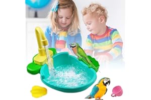 GZWY Pappagalli vasca da bagno per uccelli, ciotola con rubinetto automatico per uccelli, vasca da bagno per animali domestici, accessorio per pappagalli (verde)