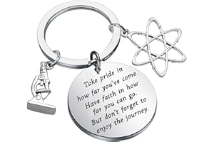 ENSIANTH Science keychain Chemistry Gifts Atom Microscope Keychain Scientist Physicist Chemist Graduation Gift Science Lovers Gift