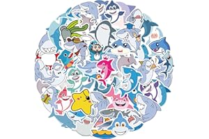 Hibarby 50 Stück Hai Sticker Set, Graffiti Wasserdichte Vinyl Haifisch Shark Aufkleber für Laptop, Wasserflasche, Reisekoffer, Handyhülle, iPad, Tagebuch, Scrapbook, Kinder Jugendliche