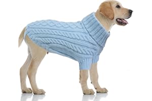 LiebeDD Jersey Perro Pequeño Mediano Grande Suéter de Punto para Jersey para Perros Navidad de Invierno Cálido Ropa Abrigo Perro Jersey para Golden Retriever Labrador, Azul Claro, 2XL