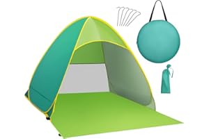 Karvipark Strandmuschel, Tragbar Extra Light Strandzelt, Sun Shelter für 2-3 Personen, Einschließlich Tragetasche und Zeltpflöcke, UV-Schutz, Beach Zelt für Familie, Strand, Garten, Camping