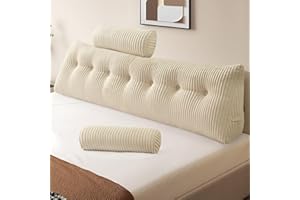 ‎Z-HOM Z-hom Bücherkissen, Keilkissen, Lesekissen Für Bett Und Sofa, Cozy Rückenkissen, Praktisches Seitenfach, Removable Cover, Mit Rundem Kopfkissen (Cream, 200 * 50 * 20cm)