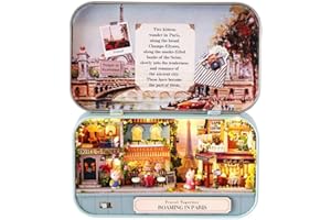 Prom-note DIY Dollhouse Kit, Miniature 3D Theater Retro Box, 3D Wooden Miniature House Miniature Dolls House Kit Theatre Models With LED Light Creative Craft, Valentine's Day And Birthday Gift