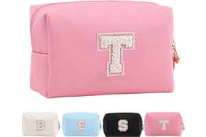 TOLMAIERTU Personalisierte Make-up Tasche für Frauen,A-Z Initialen wasserfeste Reise Kosmetiktasche aus Leder,Geburtstagsgeschenk für Frauen und Mädchen,Kosmetiktasche für Braut und Brautjungfer