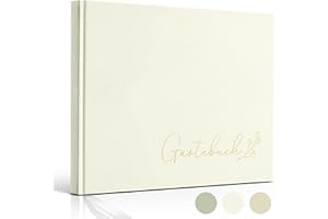 Hyggartn Guestbook, Gästebuch für Hochzeit, Geburtstag, Babyparty, Taufe - Gästebuch Hochzeit 100 blanko Seiten（Cremeweiß）
