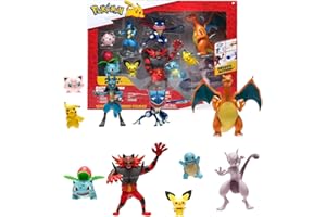 Pokémon Pokemon Figuren Set 10 Pack – 5–11 cm Figuren – Charizard, Pikachu, Lucario, Greninja, Mewtwo, Jigglypuff, Ivysaur, Incineroar, Squirtle & Pichu – Neu 2025 – Offizielles Spielzeug