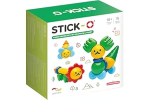 Stick-O Magnetic Building Blocks for Children from 1 Years, Creative Construction Toy, Educational Toy with Magnet, Forest Friends Set for Girls and Boys, Montessori Toy, 16-Piece Set