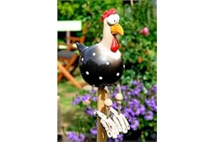 DYOUen Huhn Deko Garten Handarbeit Gartenstecker Weihnachten Hahn Gartenstatue Henne Gartendeko Hühner Gartenfigur Harz Gartendekoration, fur Outdoor Balkon Wohnzimmer (Schwarz)
