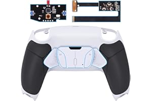eXtremeRate RISE4 Remap Kit Programmabile per ps5 Controller BDM-010/020,Cover Grip Gomma&4 Tasti Posteriori Palette Back Buttons per ps5 Joystick(BDM-010/020)-Nero&Bianco