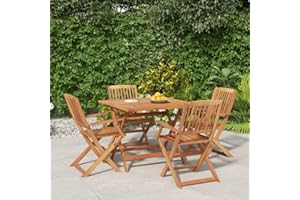 Festnight Gartenmöbel Set Holz 4+1-4 Hochlehner Stühle Verstellbar & klappbar mit Tisch Wetterfest Akazie Garten Sitzgruppe Garten Terrasse Balkonmöbel Sitzgarnitur Garten-Essgruppe 90 x 90 x 75 cm