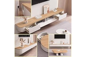 XDXINY Soporte de TV suspendido de madera maciza para sala de estar, mesa de café suspendida, soporte de TV de 140, 160, 180, 200, 220, 240 cm, varios tamaños (blanco-marrón, 200 x 20 x 24 cm)