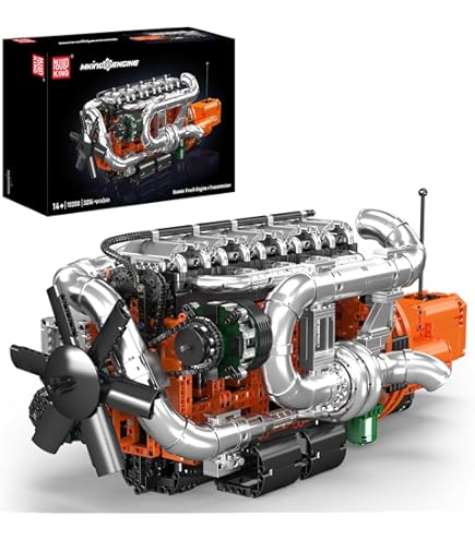 Mould King 10204 Technik V8 Motorbouwspeelgoed, motorbouwset 8-cilindermotor met accu, klembouwstenen, cadeau voor volwassenen en jongens 8 (750 onderdelen