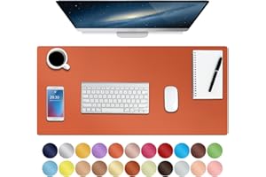 Boutilon Leather Desk Mat,Desk Pad,Desktop mat,Waterproof Desk Mat for Desktop, Desk Mat for Keyboard and Mouse,Leather Mouse Pad Protector for Office and Home,76 * 36.5cm (M Orange H)