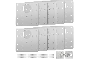 Plaque de Réparation de Charnière D'armoire avec Trou, 10 Pièces Supports de Réparation Plaques Installation Facile avec 60 Vis, Kit De Réparation De Charnière pour Bois, Meubles, Étagères