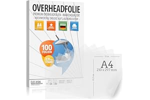 ELES VIDA 100 feuilles de film pour rétroprojecteur PEMIUM - DIN A4 transparent - Pour imprimantes LASER, copieurs - Films OHP très épais - Impression et projection de haute qualité - MADE IN GERMANY