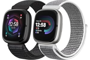 Runostrich Nylon Straps Compatible with Fitbit Versa 4/Sense 2/Versa 3/Sense, Soft Breathable Sport Loop Adjustable Replacement Band Women Man Wristband Accessories