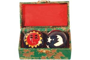 SARASWATI Qi Gong Kugel emailliert Sonne/Mond blau 35mm