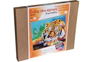 Arenart | 1 Lámina Tigre 46x38cm | para Pintar con Arenas de Colores | Manualidades para Adultos y Jóvenes | Dibujo Fácil | Pintar por números | +9 años