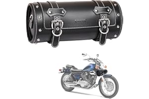 QJBOMTO Motorcycle PVC Leather Tool Bag -Universal Fork Bag, Motorcycle Handlebar Bag Motorcycle Tool Bag Motorcycle Roll Bag Saddlebags Handlebar Bag Sissy Bar Storage Tool Bag with 2 Straps