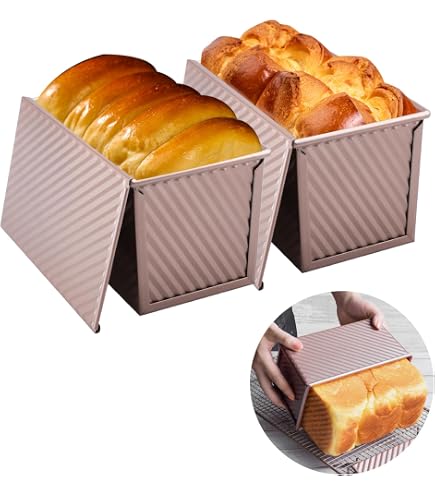 Teglia Per Pane Con Coperchio, Set Da 2, 450 G, Nera, Per Pane Fatto In Casa Scatola Per Toast In Acciaio Al Carbonio Con Coperchio Per Utensili Da Forno 90522200