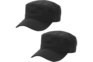 MALAXLX 2 Pièces Casquette de Baseball Homme Femme Plat Classic Vintage Armée Militaire Cadet Style Coton Cap Hat Réglable
