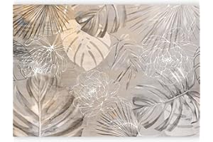 murando - Papier peint panoramique nature 250x175 cm - Revêtement mural décoration chambre salon - Design moderne - Vert marron - Monstera fleurs feuilles gris jaune les plantes b-C-10272-a-a