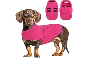 PUZAUKAL Adjustable Dog Fleece Jumper Vest, Warm Winter Dog Coat for Small, Medium & Large Dogs, Dachshund Chihuahua Yorkie Cozy Fleece Jackets(Pink M)
