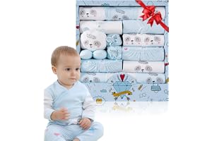 Newborn Baby Gift Set, Premium Cotton Baby Clothes, Newborn Layette Gift Set with Buttons for Baby Boys & Girls, 100% Pure Cotton with No Fluorescent Agents(18PCS)