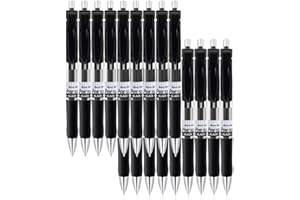 Reaeonat Gel Pens, 18 Pack 0.5mm Retractable Rollerball Pens Black ink Smooth Pens for Adult Writing Note Taking School & Office Supply