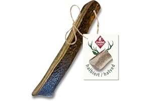 ChronoBalance® S - Hirschgeweih für Hunde – 1er Set Halbierte Kauspielzeuge, 100% Natürliches Kauknochen Hundespielzeug zur Zahnpflege, Nachhaltige Hunde Kauartikel ohne Chemie