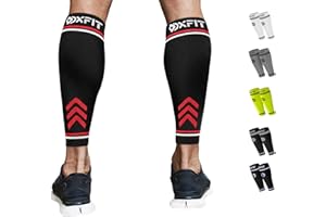 OXFIT Calf Compression Sleeve for Men & Women - Shin Splints Support, Calf Sleeves Ideal for Running, Injury Recovery, Leg Socks, Muscle Cramps - Pair (M, Red)