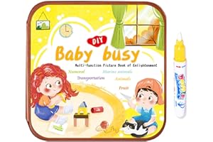 COULD SPARK 2 In 1 Magic Water Drawing Book & Busy Book For Children With 1 Magic Pen,Educational Learning Toys For Toddlers 3+,Gifts For 3+ Year Old Kids,Childs Water Book