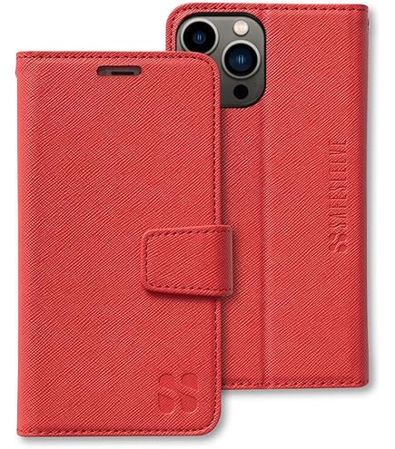 SafeSleeve EMF Protection Anti Radiation IPhone 14 Plus Case, RFID EMF Blocking, Card Holder Wallet, Vegan Leather, Adjustable Stand Cell Phone Case, For Women & Men (Grey