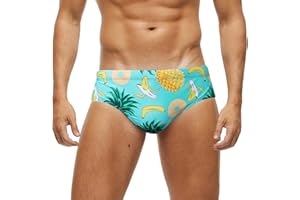 Arcweg Men's Swimming Trunks Briefs Low Waist with Removable Pad Swimwear Elastic Beach Shorts Boxers Underwear