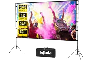 Projector Screen with Stand 84inch Portable Projection Screen lejiada 16:9 4K HD Projections Movies Screen with Carry Bag for Indoor Outdoor Home Theater Backyard Cinema Travel