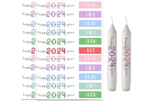 ALLAVA 2 Stück Kerzentattoos Happy New Year A4, Kerzentatoo Weihnachten, Wasserschiebefolie Kerzen, Kerzensticker Kerzenfolie für Kerze Tasse DIY Geschenk, Kerzen Dekorieren, Kerzensprüche (B)